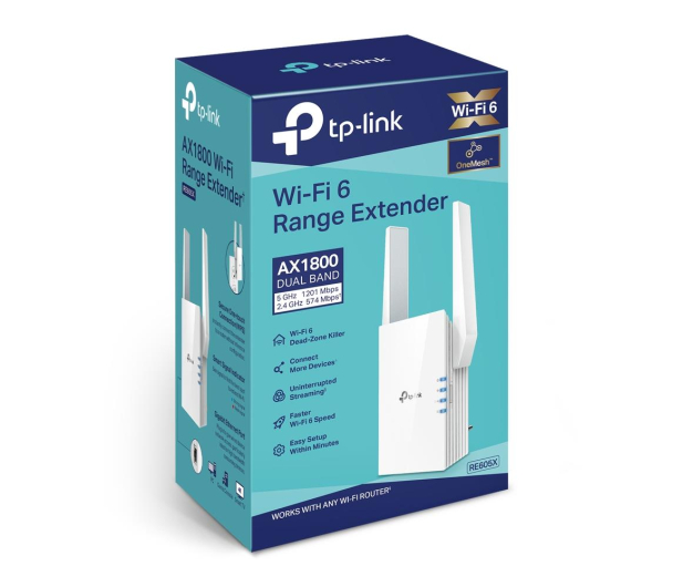 TP-Link RE605X LAN (802.11b/g/n/ax 1800Mb/s) plug repeater - 631787 - zdjęcie 4